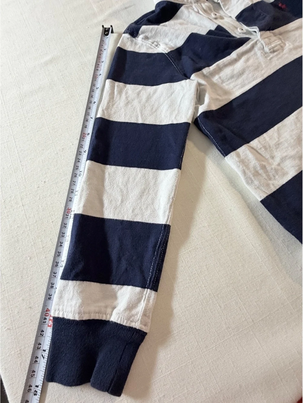 Polo Ralph Lauren Boys' Long Sleeve Rugby Shirt Size 7 Navy and White Striped